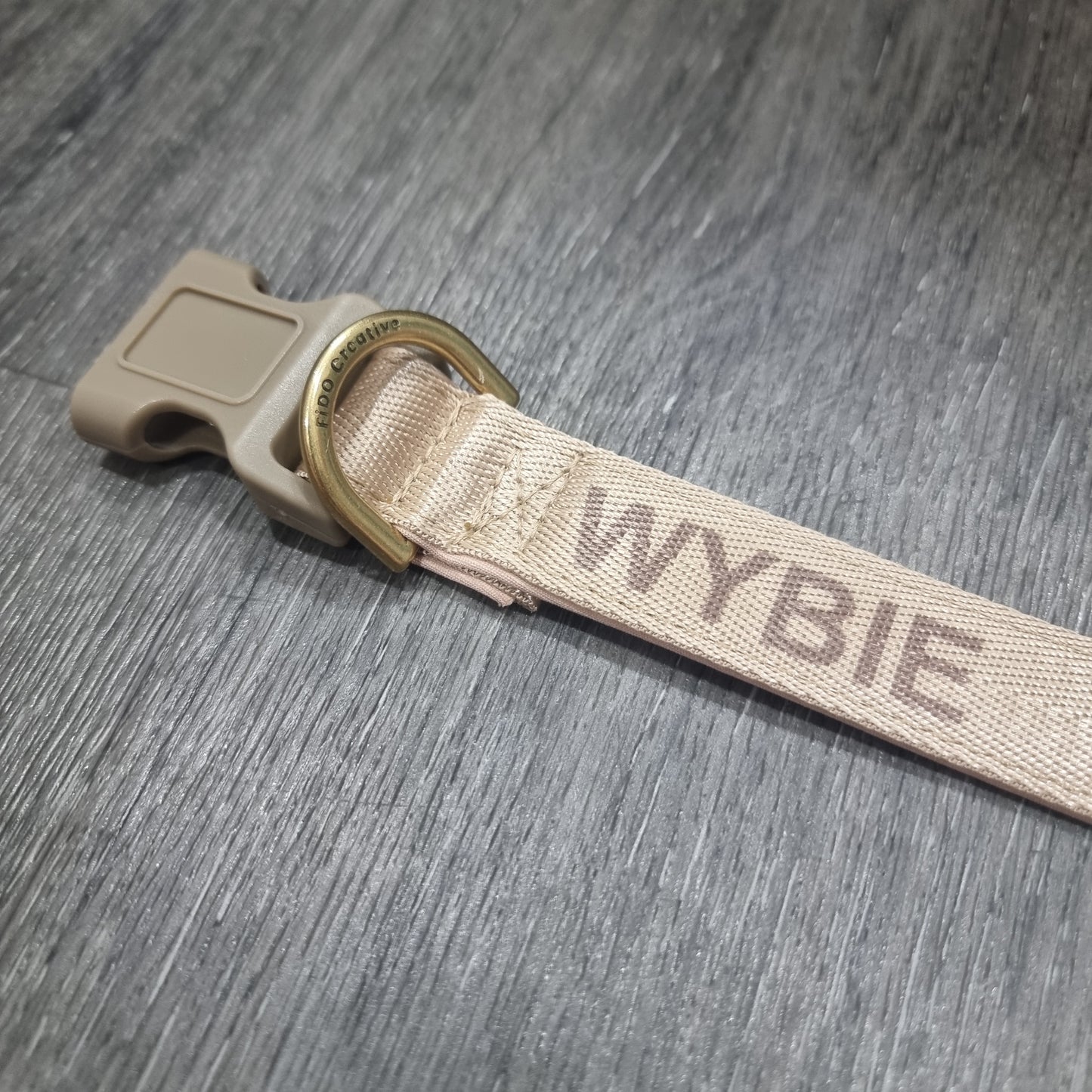 Light Beige Dog Collar with Neoprene Padding & Tactical Buckle – Optional personalised Name