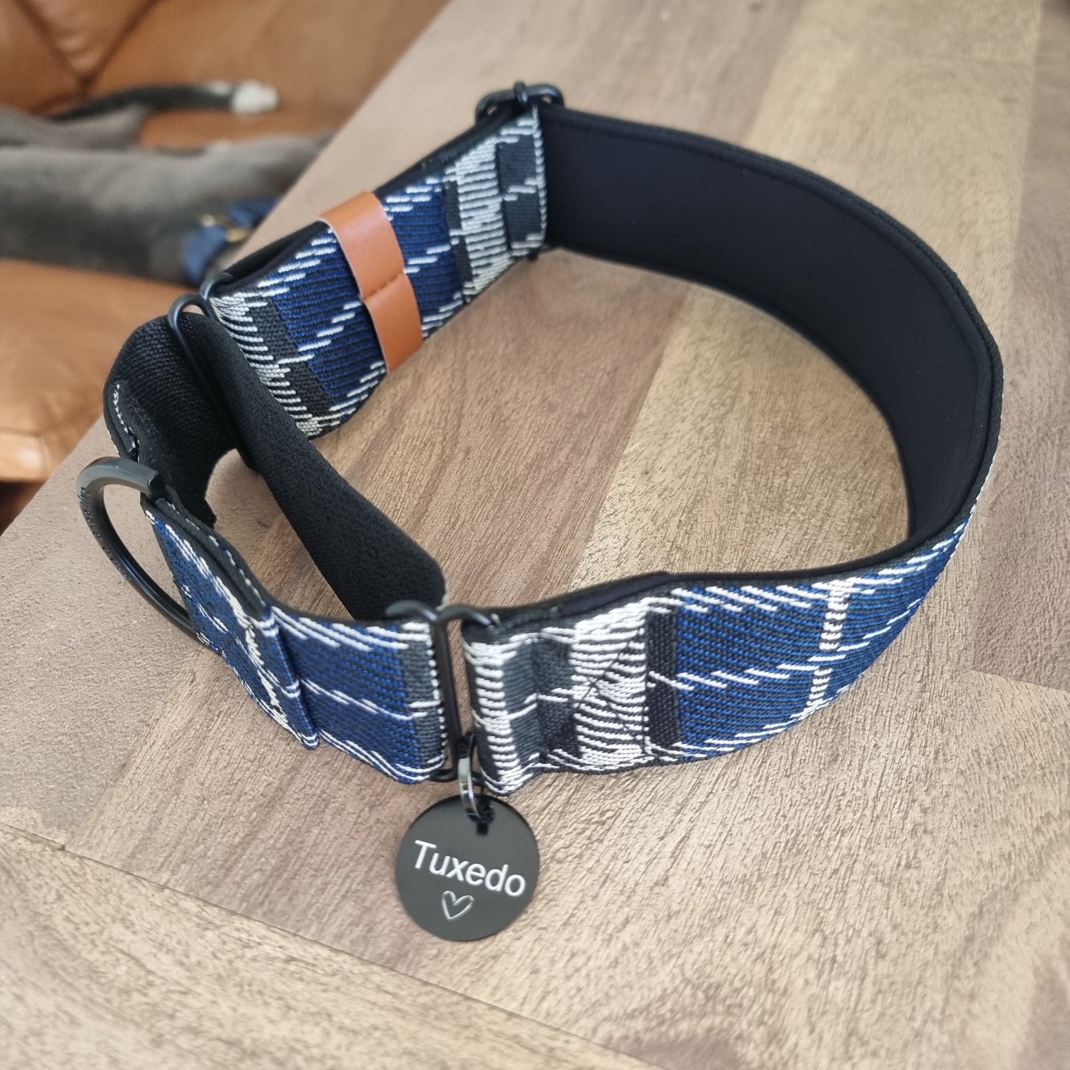 Blue tartan greyhound collar 
