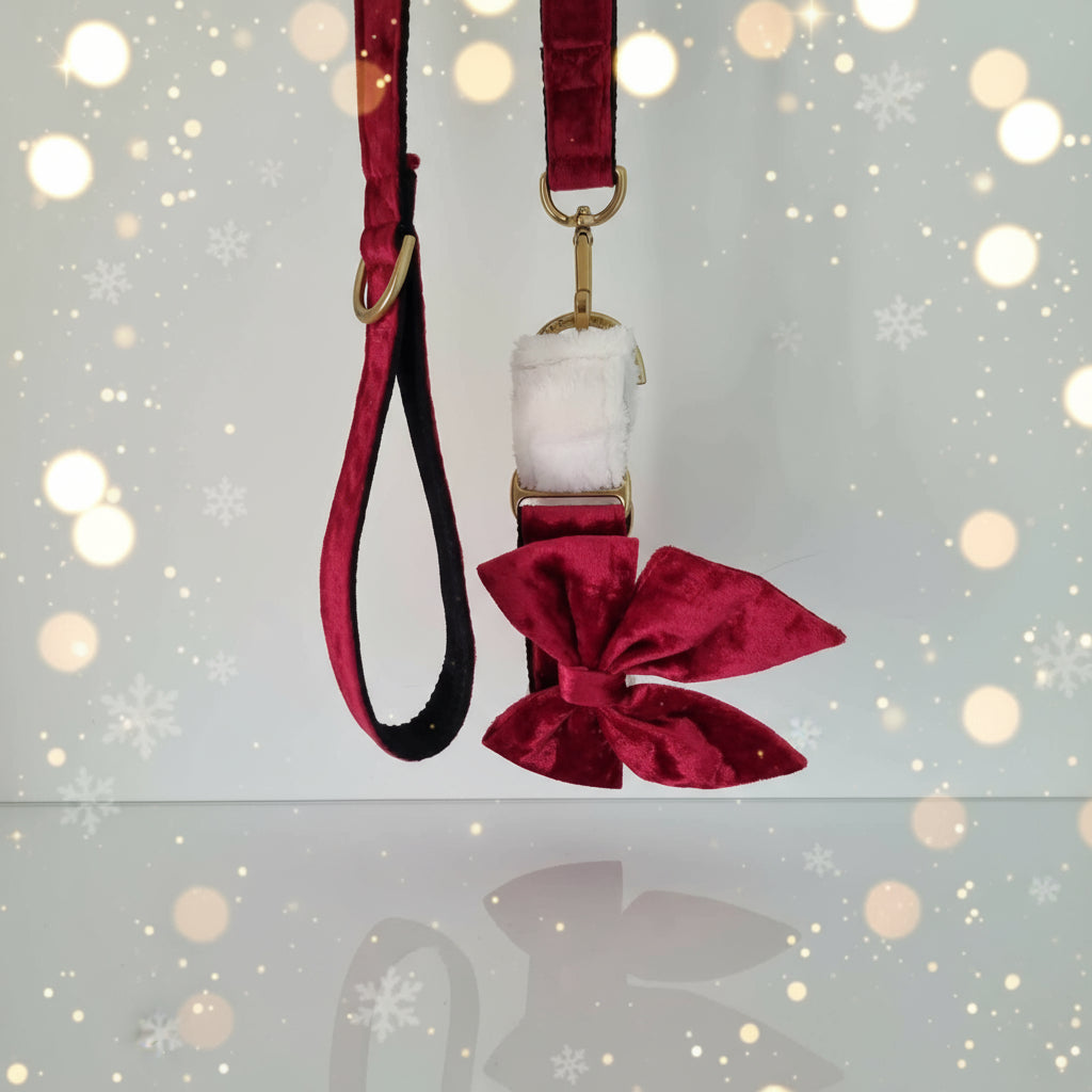 Christmas Dog Bow Tie - Crushed Red Velvet